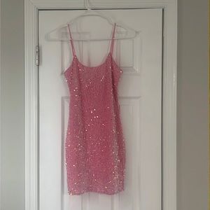 Lucy in the Sky iridescent sequin bodycon dress in pink. Never worn.